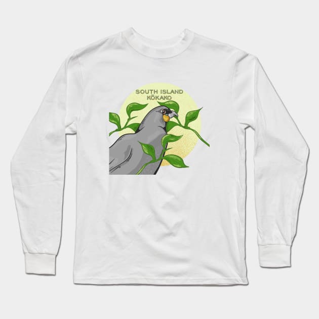 South Island Kokako Long Sleeve T-Shirt by mailboxdisco
